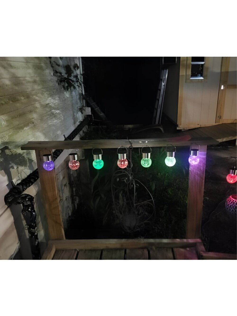Hanging Solar Lights Outdoor, 8 Pack Decorative Cracked Glass Ball Light